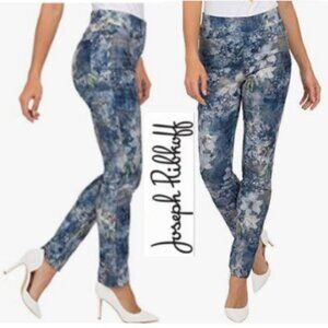 Joseph Ribkoff Ankle Cropped Jeans Floral Blue and White Size 14